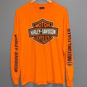 Harley Davidson orange vintage long sleeve shirt